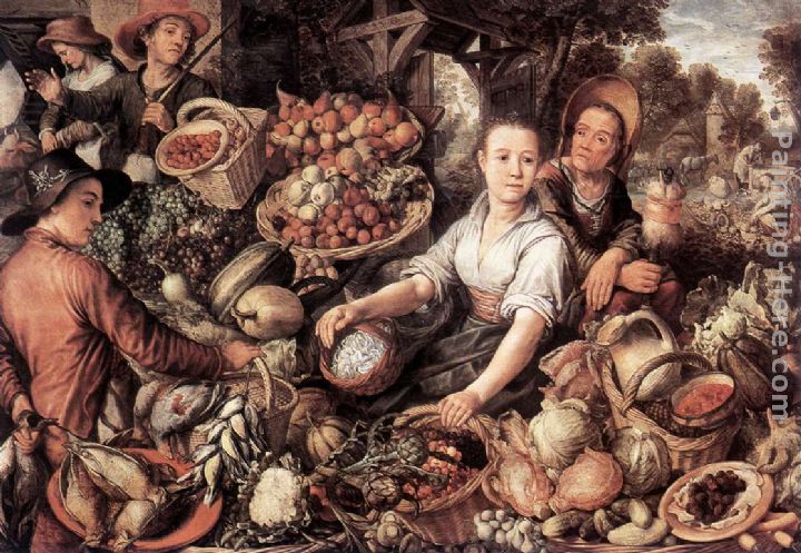 The Vegetable Market painting - Joachim Beuckelaer The Vegetable Market art painting